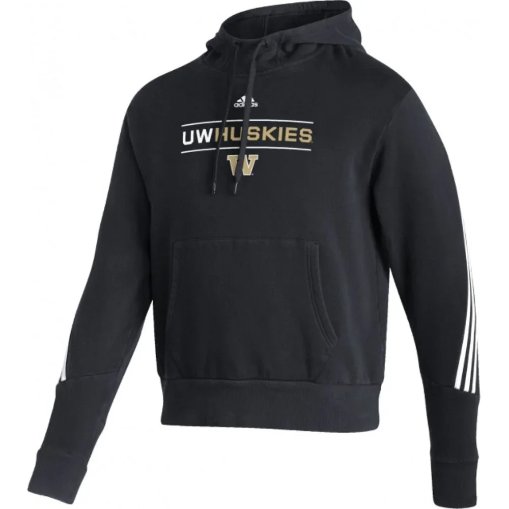 Adidas Men Size 2XL Huskies Black Duo Bars Lifestyle Pullover Hooded Sweatshirt